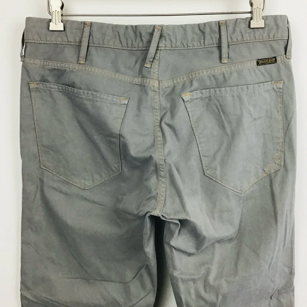 True Religion Rocco Tailored Overdye Twill Jeans Pants Gray Button Fly 33